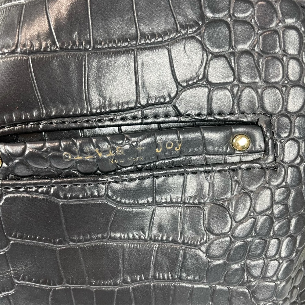 (((SOLD)))Olivia + Joy black faux aligator leather satchel - Picture 6 of 16